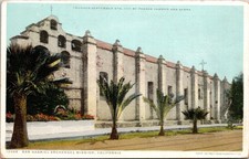 San Gabriel Archangel Mission California Street View Green Washington Postcard