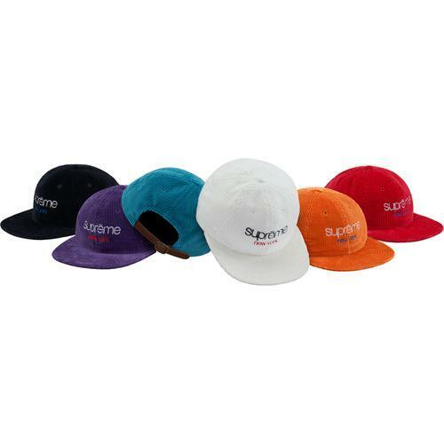 Supreme Waffle Cord Classic Logo 6-Panel Cap Black Orange Teal F/W 17