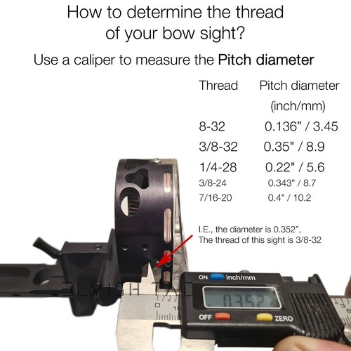 Adapter for 3/8-32 Thread to 8-32 1/4-28 3/8-24 7/16-20 E-Tac Bow Sight Light - Picture 7 of 8