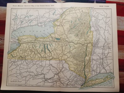 1902 dated Train Route Map NEW YORK All Railroad Lines Stations Towns 11''×9'' 