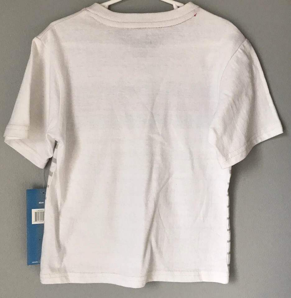 Camisa French Toast Niños Blanca Roja Azul Verde Rayas Manga Corta Cuello en V T Talla 4 Foto 4 de 4