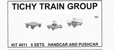 HO Scale Tichy Train Group 4011 Maintenance-of-Way Handcar (6) & Trailer (6) Kit