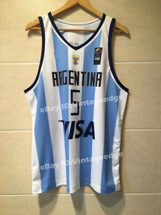 5 Manu Ginobili Team Argentina Navy Blue Sewn Retro Throwback