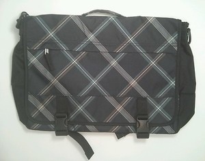 Pottery Barn Pb Teen Durable Gear Up Black Navy Plaid Messenger