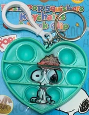 Push Pop Squishies Squishers Snoopy Dog Keychain backpack clip Peanuts Food Dish