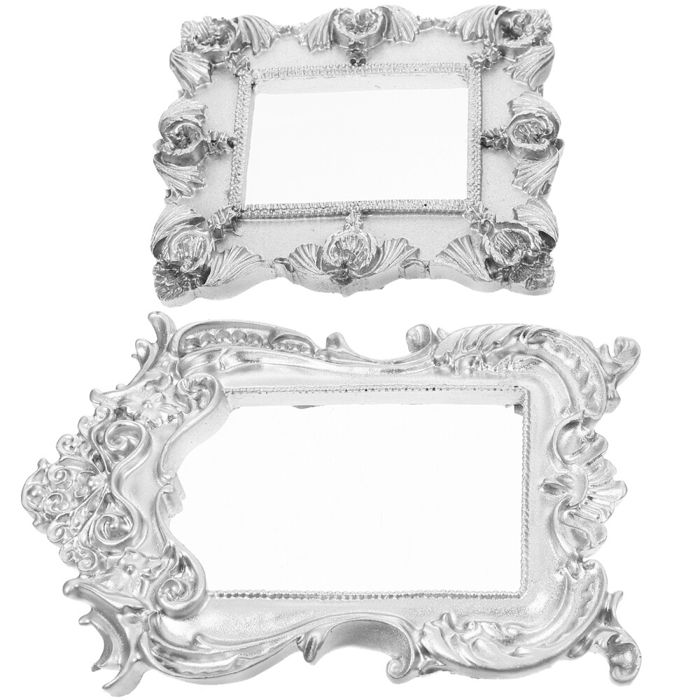 2 Pcs Mini Photo Frame Props Vintage Picture Frames Silver Antique eBay