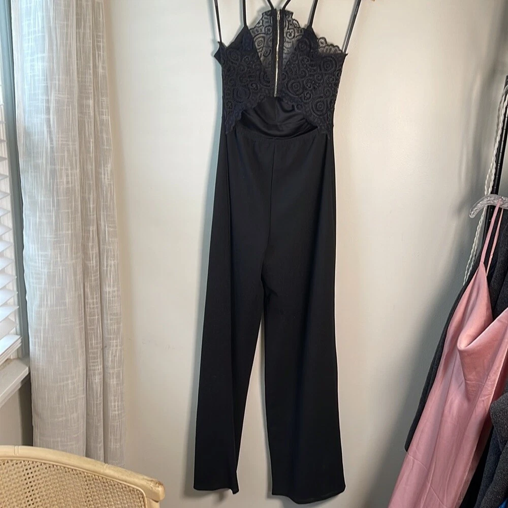 Joe Elle Black Pants Jumpsuit Lace Black Detail M