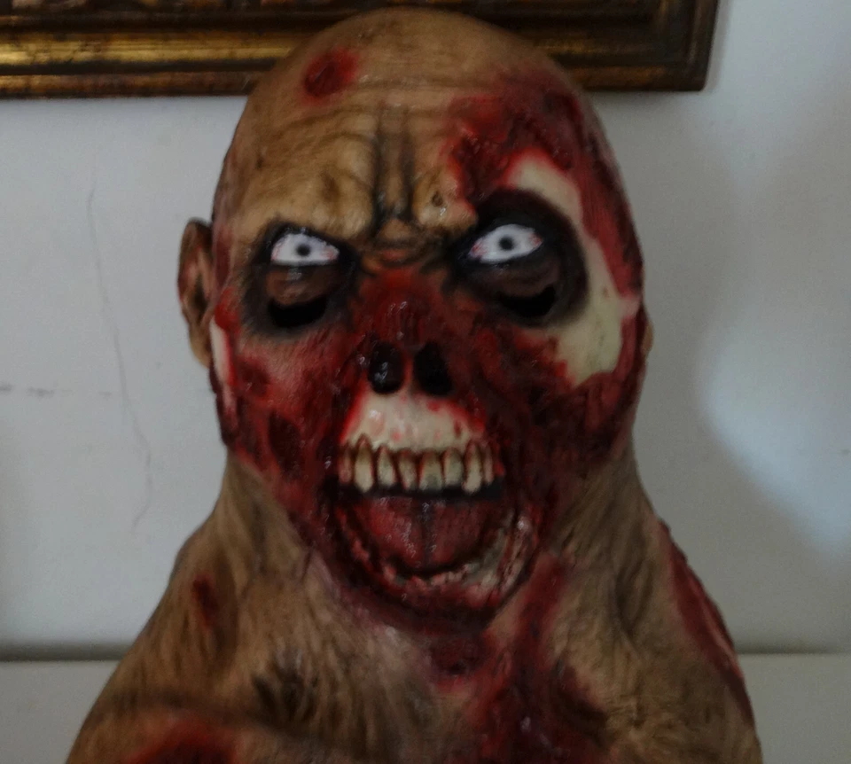Halloween Decaying Zombie Walking Dead Mask Latex Bloody Scary Face Half body - Image 2 of 4
