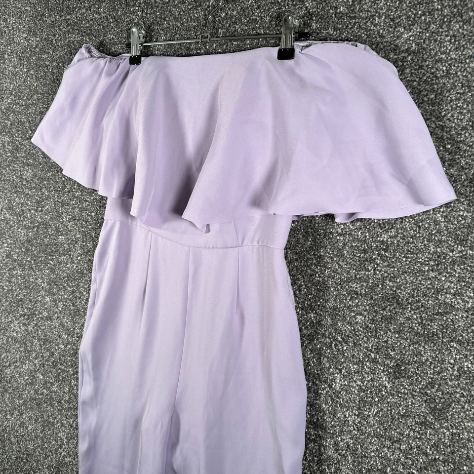 Mint Velvet Jumpsuit Womens UK 10 Purple Straight Cropped Leg Zip Back Party - Image 4 of 4