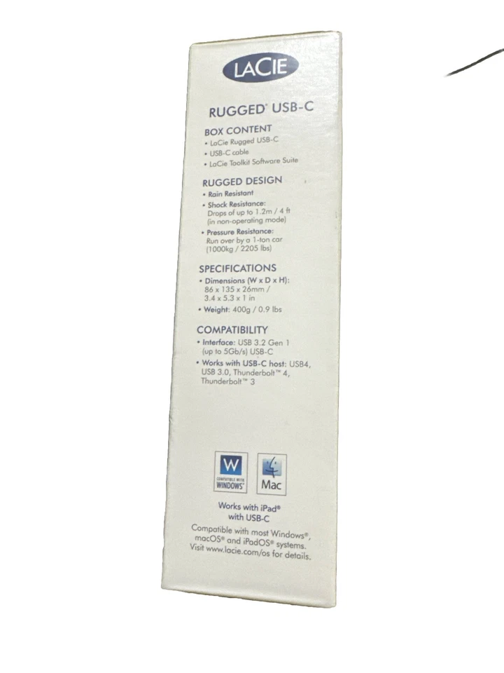 LaCie STFR5000800 Rugged USB-C 5TB External Hard Drive - Orange/Silver  VM Gb - Image 4 of 4