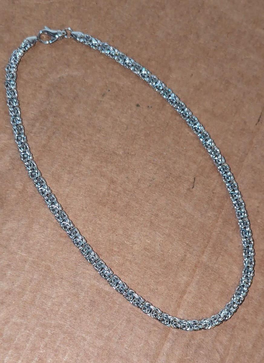 Sterling Silver 925 Italy 2205 AR Byzantine NECKLACE 18 Inches