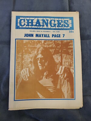 Vtg Changes Newspaper Magazine December 1970 John Mayall Fat Alice Underground