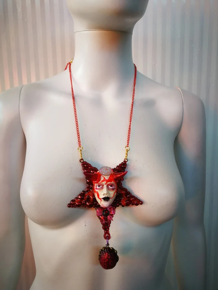 Jewelry Woman Necklace Pendant Inverted Pentagram Star Lucifer Satanic Baphomet - Image 2 of 4