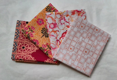 4 Fat Quarters, Orange - Var. Designers FQ 18 x 22 Cotton Quilting Fabric Ver 3 - Picture 2 of 4
