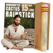 15" Cactus Rainstick from Chile - Authentic Handcrafted Rain Stick Musical