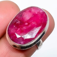 Ruby Gemstone Band Ring Size 925 Sterling Silver