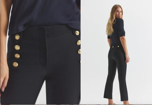 DEREK LAM 10 CROSBY Sz 8 ROBERTSON CROP FLARE TROUSERS Black Womens Pants $365 - Picture 5 of 11