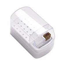 2 in 1 Nail Drill Bits Holder & Nail Drill Bits Cleaning Brush Case, White