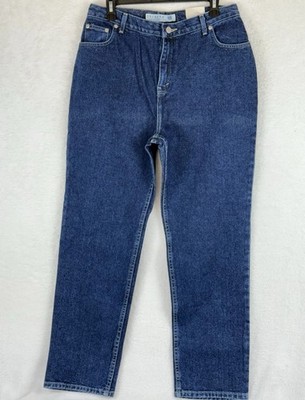 Sonoma NEW 100% Cotton Jeans Relaxed High Rise Straight Leg Womens 12P Dark Wash