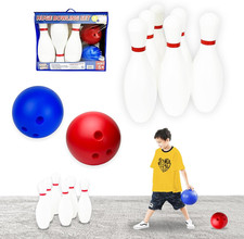 17 Inch Huge Bowling 6 Pins Set with Storage Bag - Outdoor  Indoor Play Toys, B