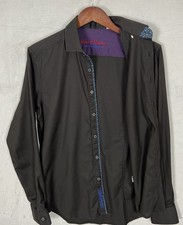 Robert Graham Tailored Fit Shirt Men's Small Black Long Sleeve Modern American