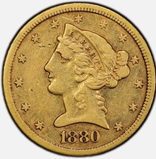 1880-CC $5 Gold PCGS VF-30 US Liberty Head Half Eagle