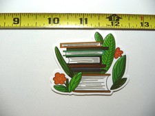 BOOKS LEAVES SMALL STICKER DECAL READING NOVEL LIBRARY STORY FUNNY