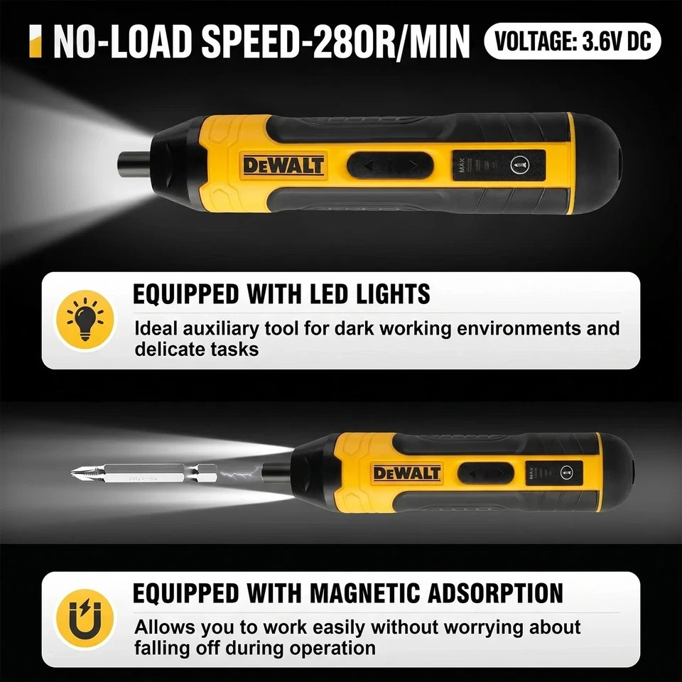 DEWALT 무선 전동 드라이버, 1300mAh, USB 충전식, 전동 공구 (영국) 5