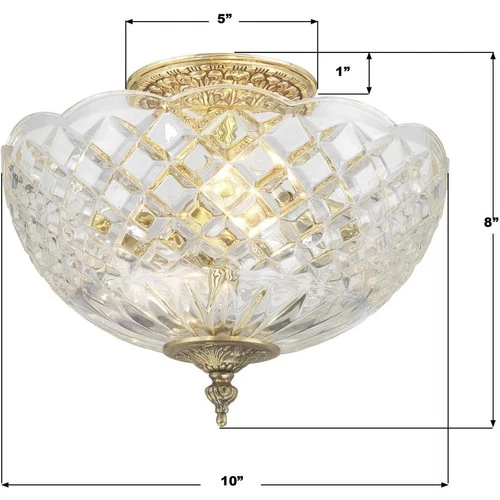 Crystorama 66-CT-OB Milton 2 Light 10 inch Olde Brass Semi Flush Ceiling Light - Picture 7 of 7