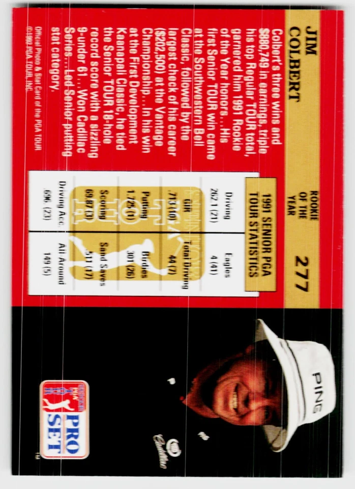 Jim Colbert, 1992 Pro Set PGA Tour, #277, , - Image 2 of 2