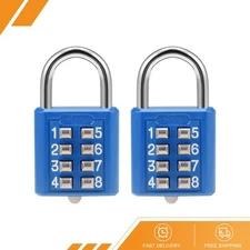 2Pack 8-Digit Combination Padlock Push Button Lock for Locker Cabinet Blue