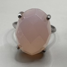 Faceted Pink Quartz Sterling Silver Solitaire Ring Size 9 3.95g
