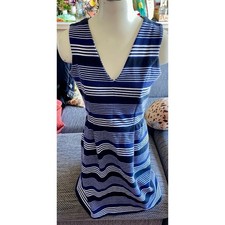 Madewell, Blue/white Striped Slvlss Knee-length Dress, Sz S
