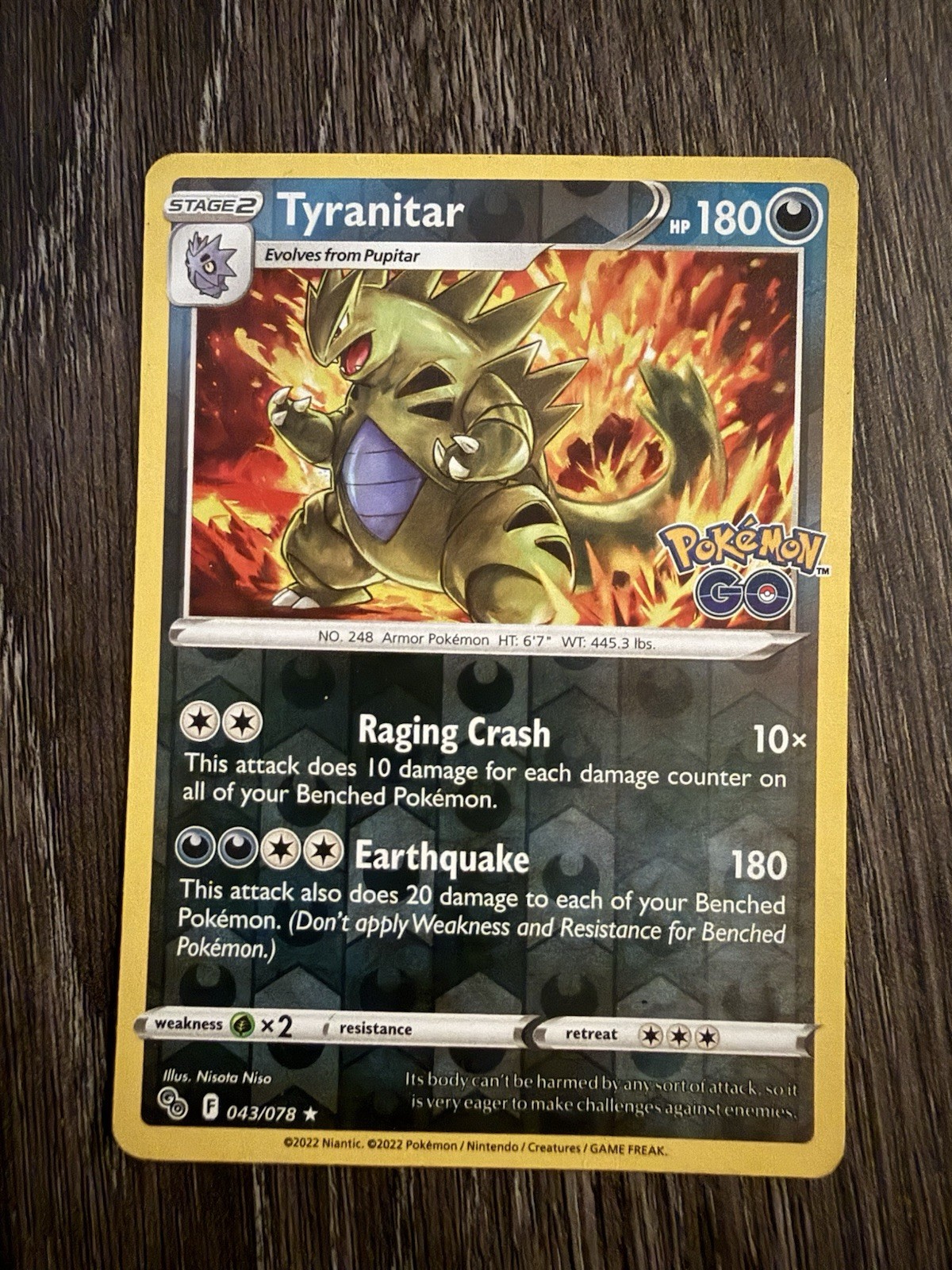 Tyranitar 43/78 Pokémon GO Reverse Holo Rare Pokemon Card Pokémon TCG 043/078 MP