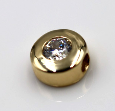 Genuine  Small 9ct 375 Yellow Bezel Set Gold Slider Charm Pendant -Free Post