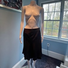 CHANEL Womens Black Satin Knee Length Skirt Size 38 Made In France Vinta G2U