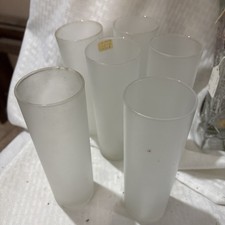 Vintage Mid Century Modern Libbey Frosted Tom Collins Glasses Set Of 6 Glasses