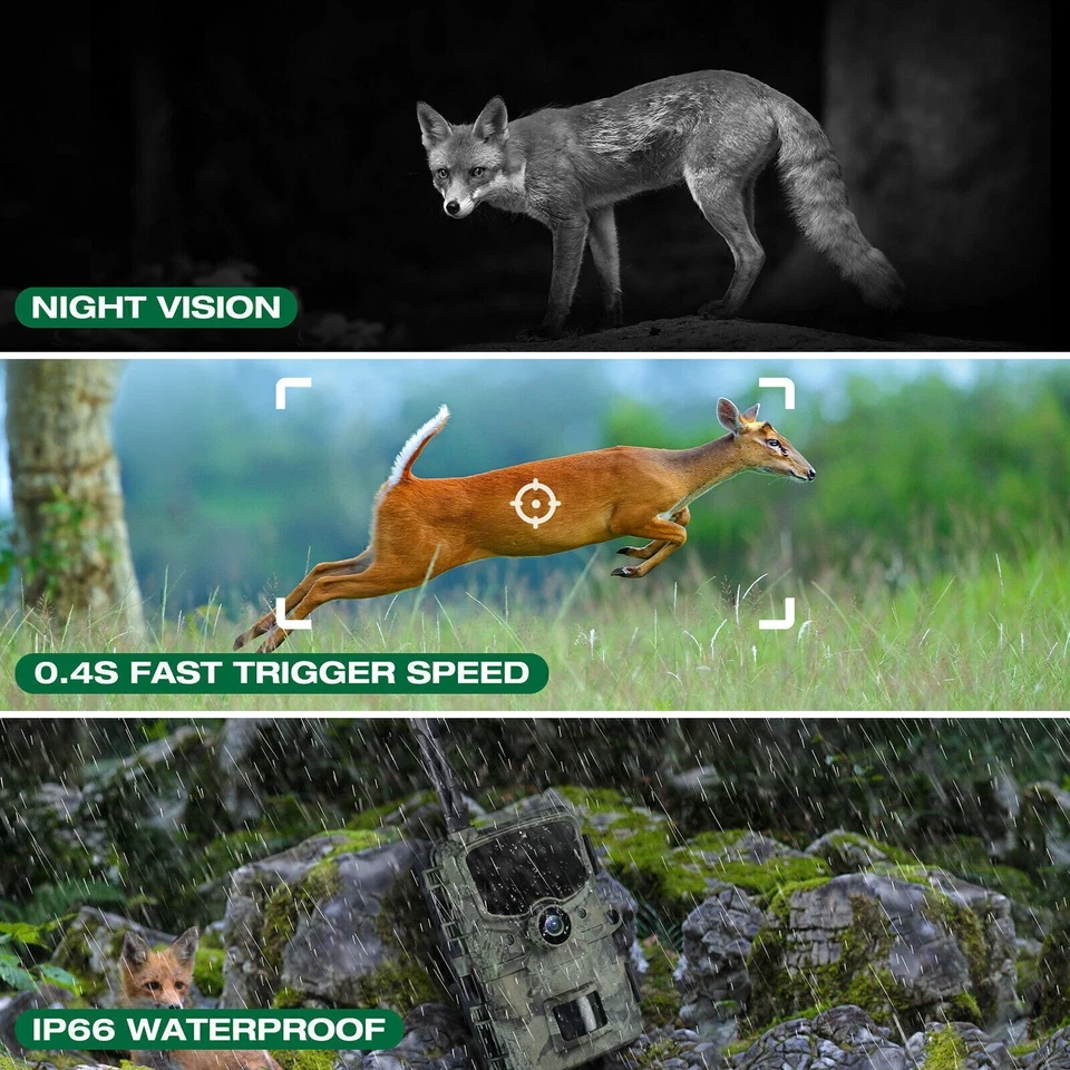 Campark 24MP 4G LTE Wireless Cellular Trail Camera Wildlife Game with SIM Card - Image 3 of 4