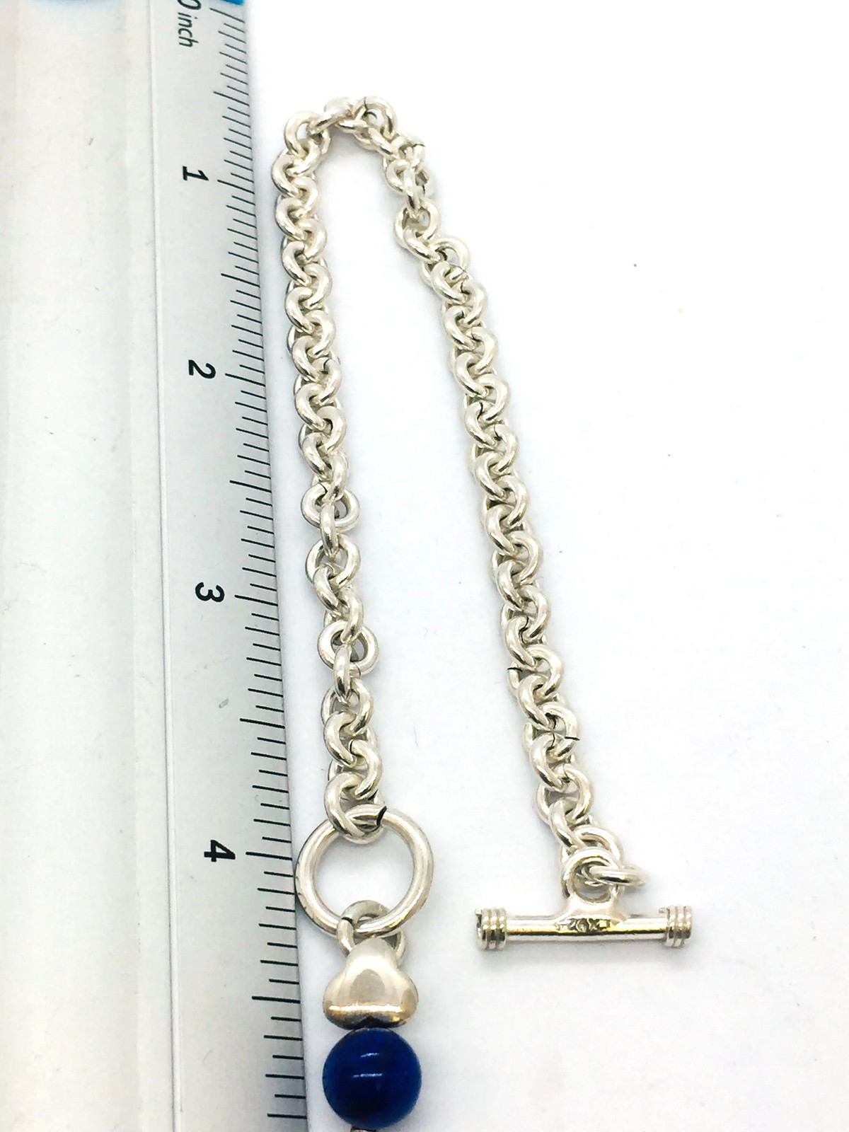 Solid Sterling Silver Open Link Bracelet with Tog… - image 3