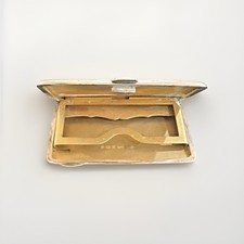 1934 Birmingham England Sterling Silver Cigarette Case Gold Gilt Interior