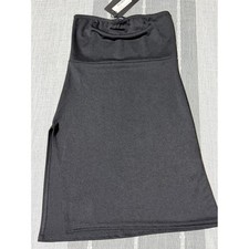 PrettyLittleThing Black Crepe Split Side Bandeau Bodycon Dress Size 4