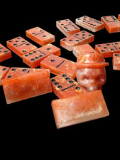 Handmade Gold Flake Resin Domino Set   Clear Transparent Dominoes   Custom Resin