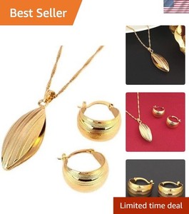 Authentic Sophisticated 22K Gold-Plated Necklace & Earring Set - Perfect for Anniversaries