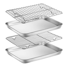 Baking Sheet with Rack Set, Set of 4 2 Sheets  2 Racks , Stainless Steel Co...
