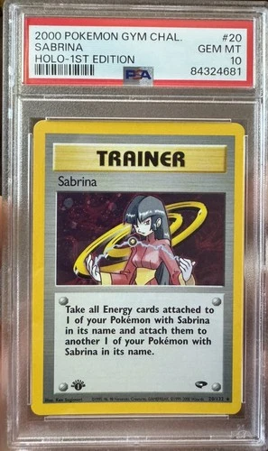 Pokemon Sabrina Gym Challenge 1st Edition Holo Rare #20 PSA 10 Gem Mint