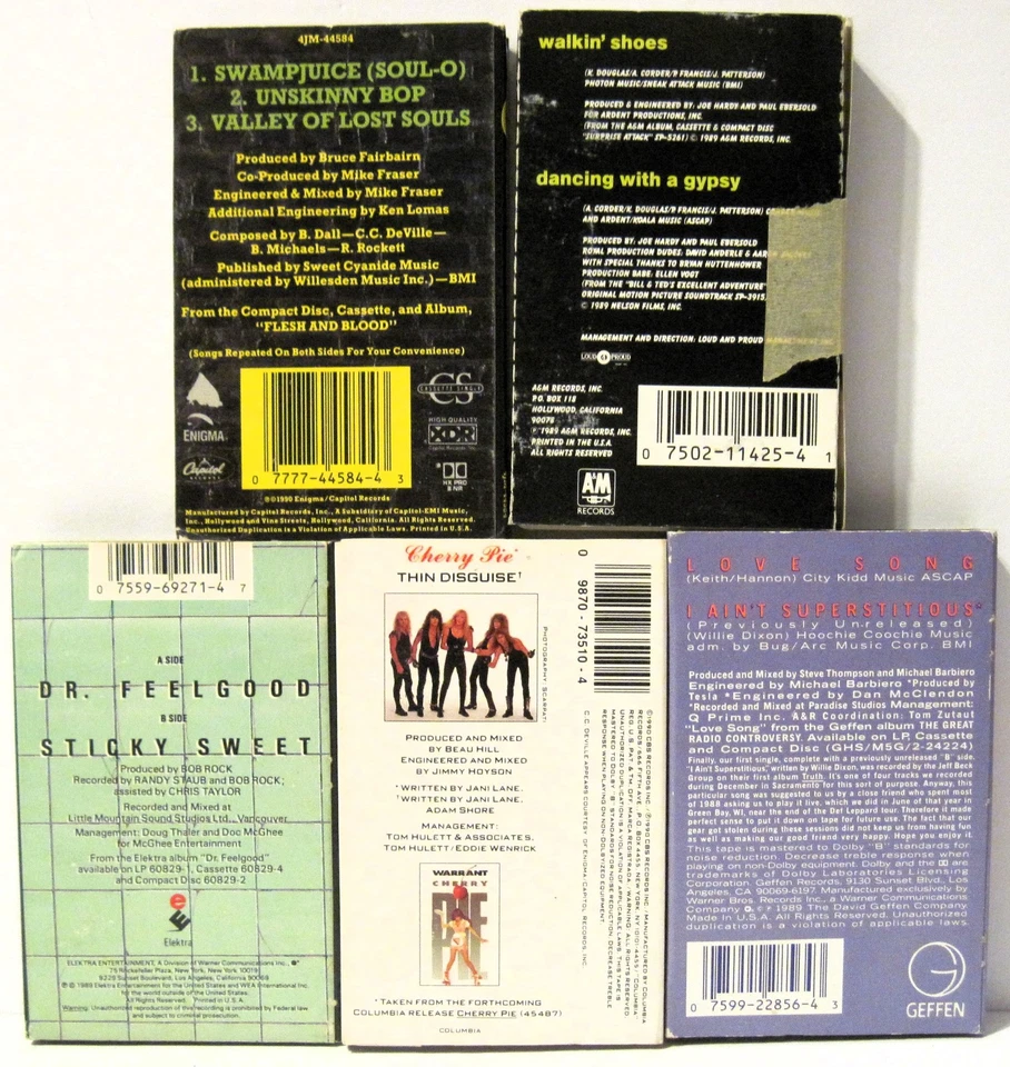 Lot 5 Metal Glam Rock Cassette MOTLEY Tora TESLA Poison WARRANT Play Tested NICE - Image 2 of 3