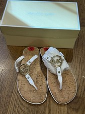 Michael Kors MK Charm Jelly Flip Flop Cork Bottom, Optic White New In Box Size 6