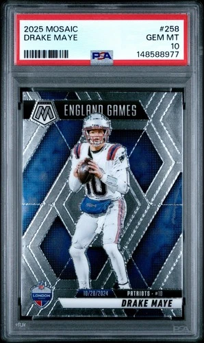 2025 Panini Mosaic - International Games Drake Maye #258. Gem Mint PSA 10