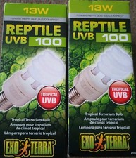 x2 Exo Terra Reptile UVB 100 - Bulb - 13W for Tropical Terrarium