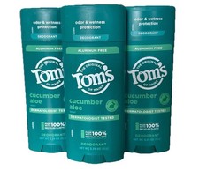 3.25 oz Tom's of Maine Cucumber Aloe Deodorant Aluminum Free 3 Pack Unisex